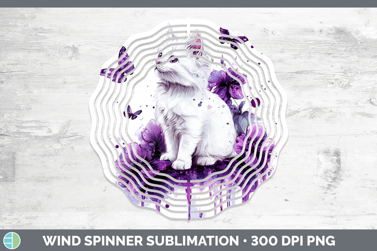 BS03 Purple Drips White Cat Wind Spinner Sublimation Spinner