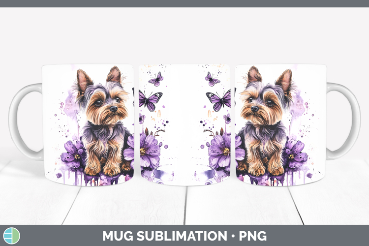 BS03 Purple Drips Yorkshire Terrier Mug Wrap Sublimation Cof
