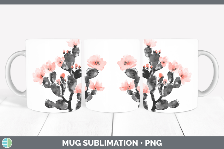 BS03 Sakura Cactus Mug Wrap Sublimation Coffee Cup Designs