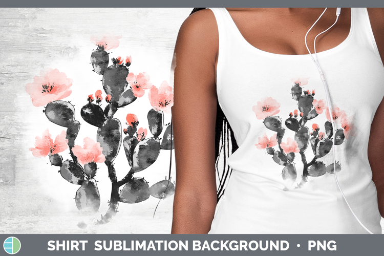 BS03 Sakura Cactus Shirt Sublimation Sublimation Background