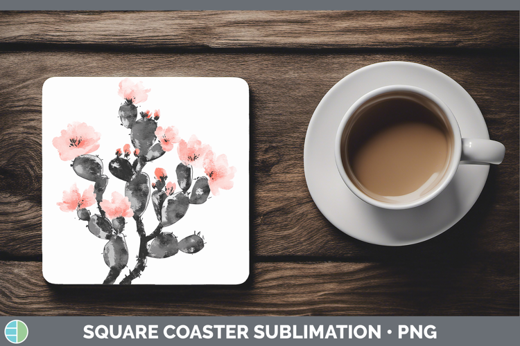 BS03 Sakura Cactus Square Coaster Sublimation Coaster Design