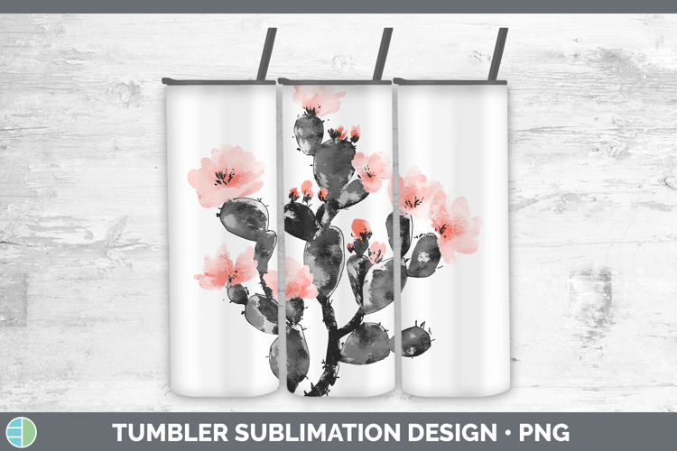 BS03 Sakura Cactus Tumbler Sublimation 20 oz Skinny Tumbler