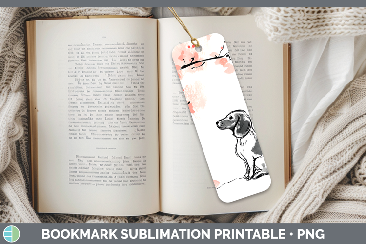 BS03 Sakura Dachshund Bookmark Sublimation Printable Designs