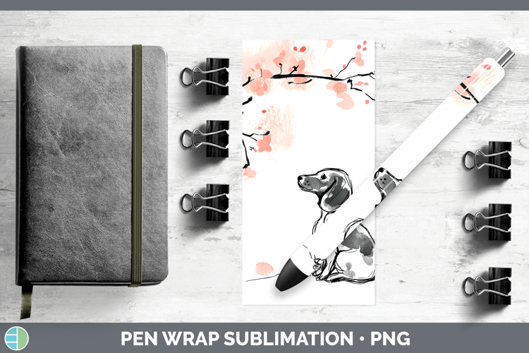 BS03 Sakura Dachshund Pen Wrap Sublimation Pen Designs
