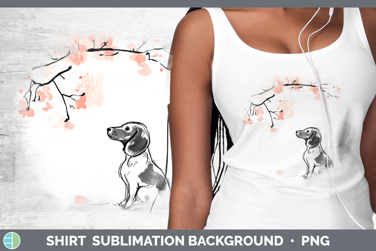 BS03 Sakura Dachshund Shirt Sublimation Sublimation Backgrou