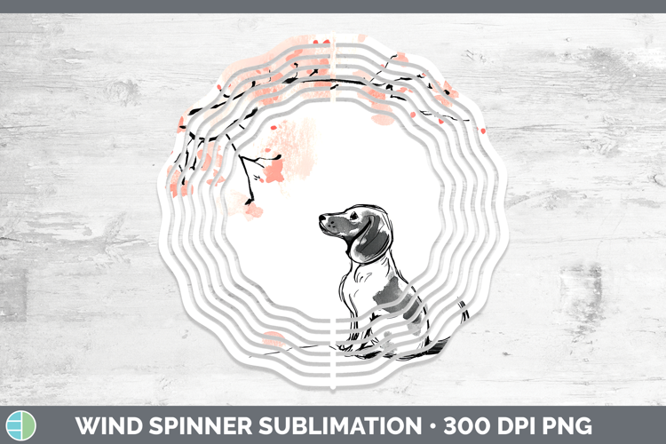 BS03 Sakura Dachshund Wind Spinner Sublimation Spinner Desig