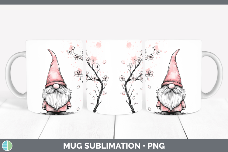 BS03 Sakura Gnome Mug Wrap Sublimation Coffee Cup Designs
