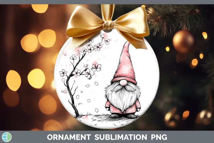 BS03 Sakura Gnome Ornament Sublimation Bauble Designs