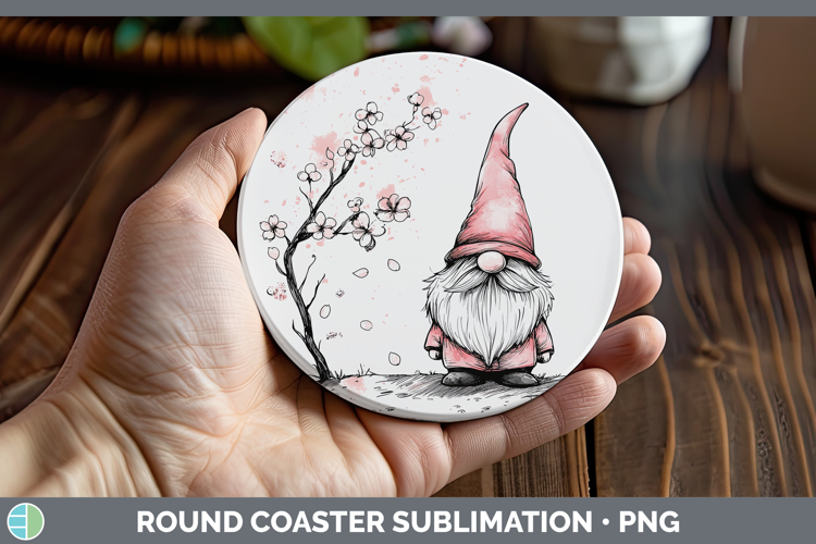 BS03 Sakura Gnome Round Coaster Sublimation Coaster Designs