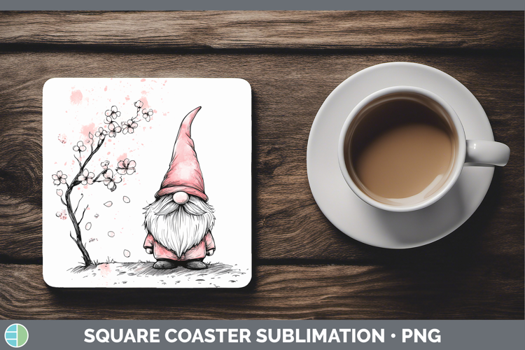 BS03 Sakura Gnome Square Coaster Sublimation Coaster Designs