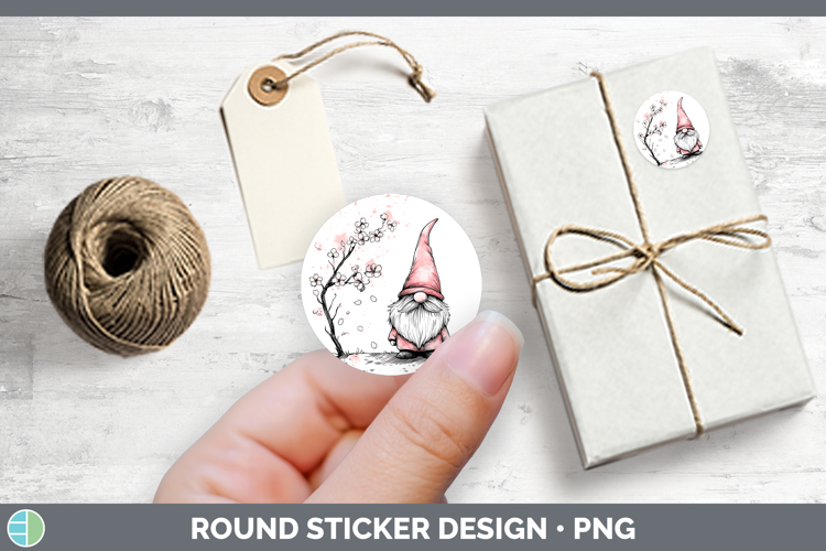 BS03 Sakura Gnome Stickers | Round Labels Designs