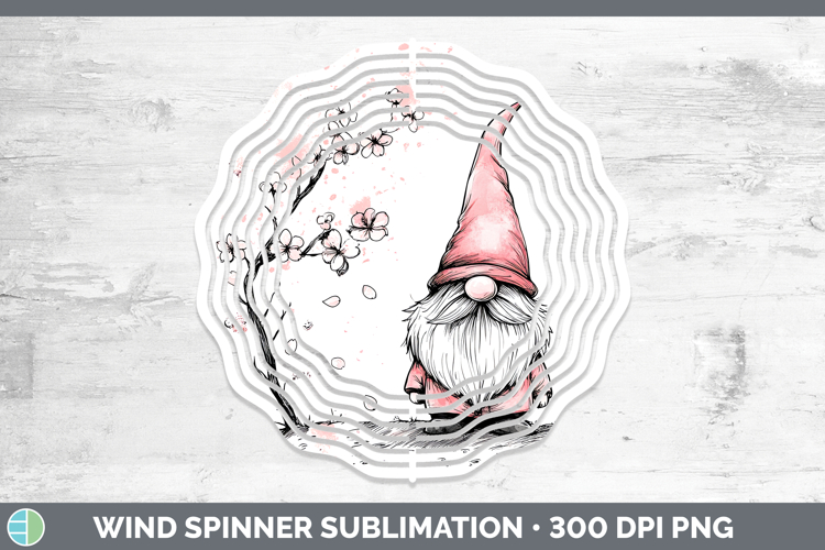 BS03 Sakura Gnome Wind Spinner Sublimation Spinner Designs
