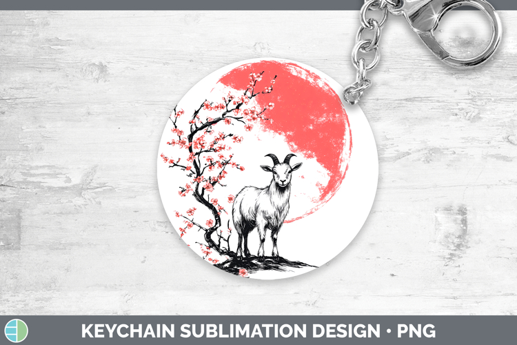 BS03 Sakura Goat Keychain Sublimation Keyring Designs