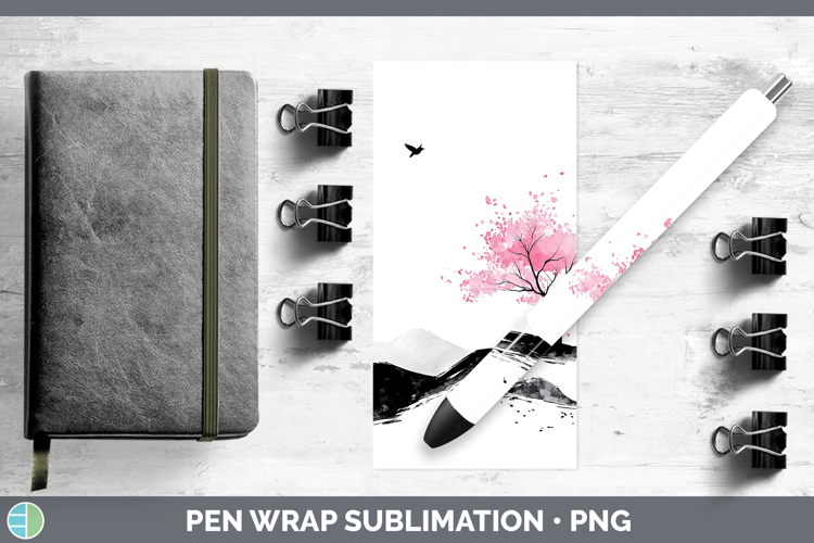 BS03 Sakura Landscape Pen Wrap Sublimation Pen Designs