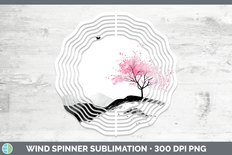 BS03 Sakura Landscape Wind Spinner Sublimation Spinner Desig