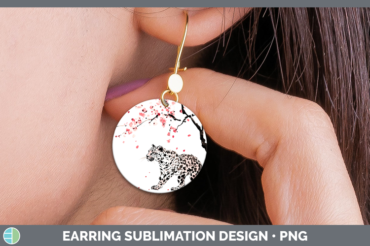 BS03 Sakura Leopard Round Earrings Sublimation Earrings Desi