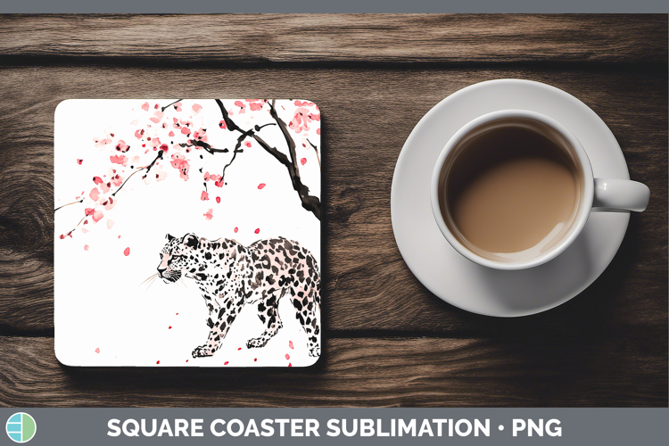 BS03 Sakura Leopard Square Coaster Sublimation Coaster Desig