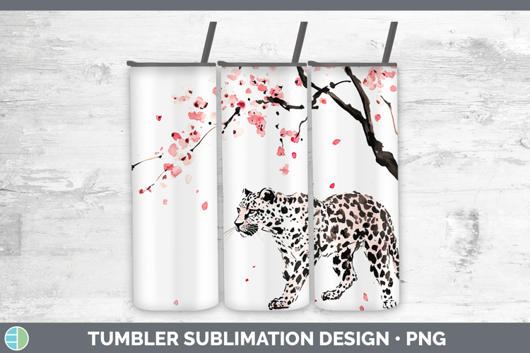 BS03 Sakura Leopard Tumbler Sublimation 20 oz Skinny Tumbler