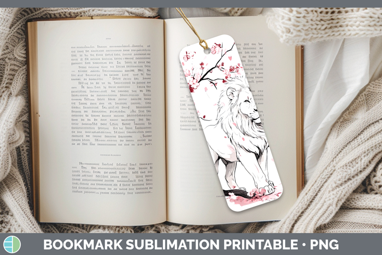 BS03 Sakura Lion Bookmark Sublimation Printable Designs