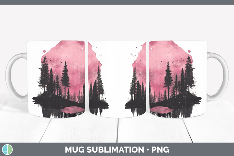 BS03 Sakura Northern Lights Mug Wrap Sublimation Coffee Cup