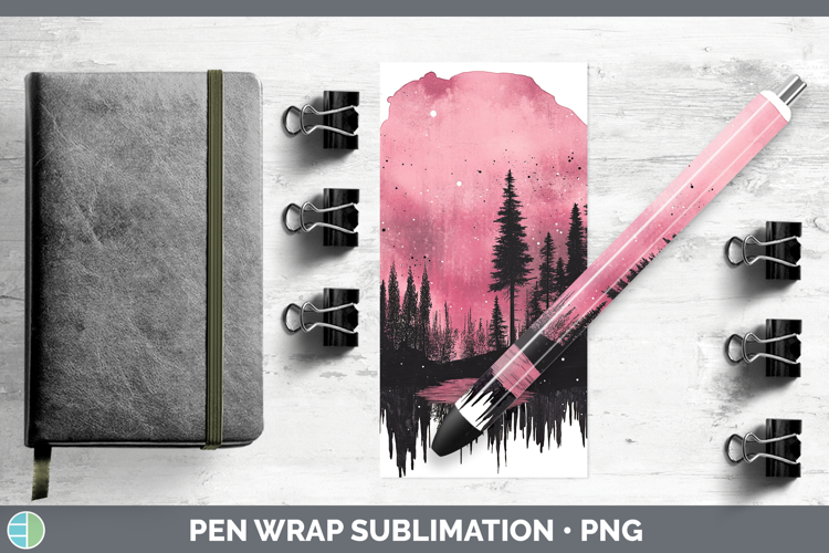 BS03 Sakura Northern Lights Pen Wrap Sublimation Pen Designs