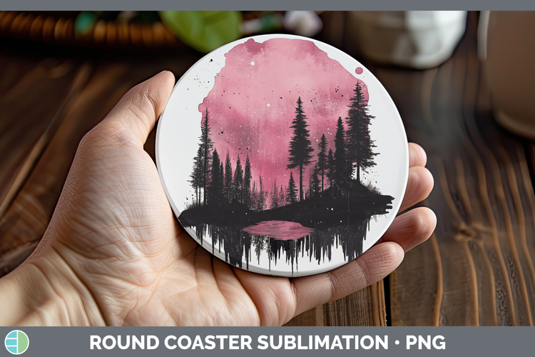 BS03 Sakura Northern Lights Round Coaster Sublimation Coaste