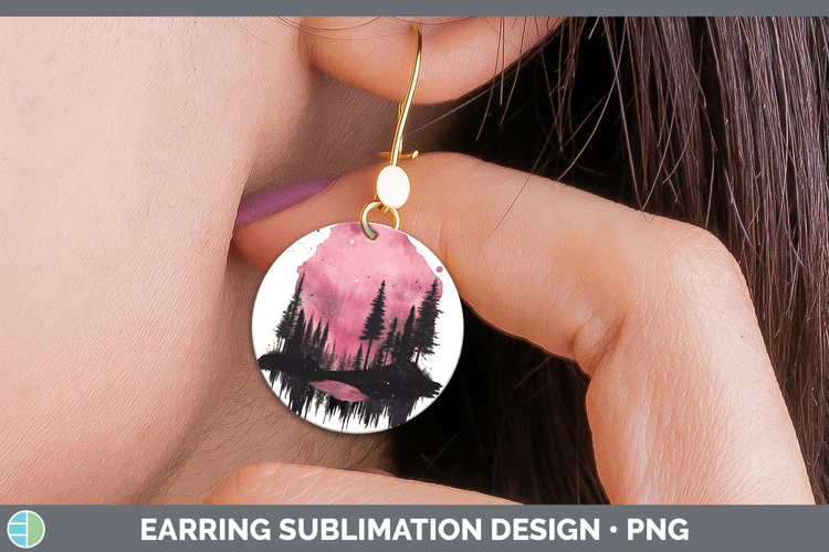 BS03 Sakura Northern Lights Round Earrings Sublimation Earri