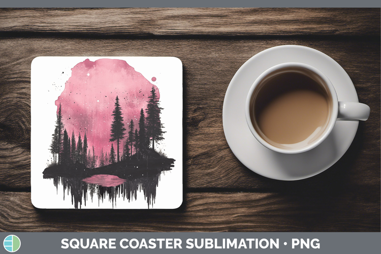 BS03 Sakura Northern Lights Square Coaster Sublimation Coast
