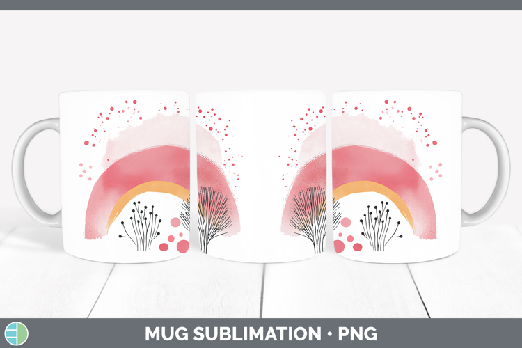 BS03 Sakura Rainbow Mug Wrap Sublimation Coffee Cup Designs