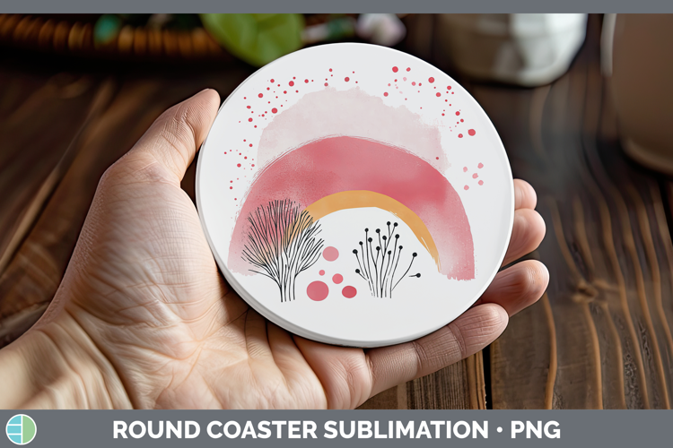 BS03 Sakura Rainbow Round Coaster Sublimation Coaster Design