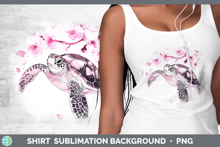 BS03 Sakura Sea Turtle Shirt Sublimation Sublimation Backgro