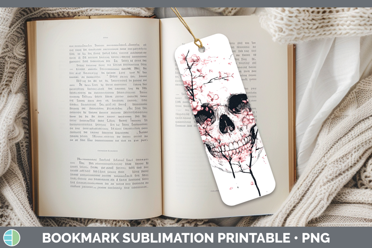 BS03 Sakura Skull Bookmark Sublimation Printable Designs