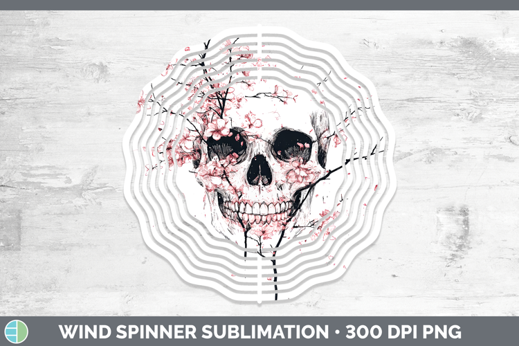 BS03 Sakura Skull Wind Spinner Sublimation Spinner Designs