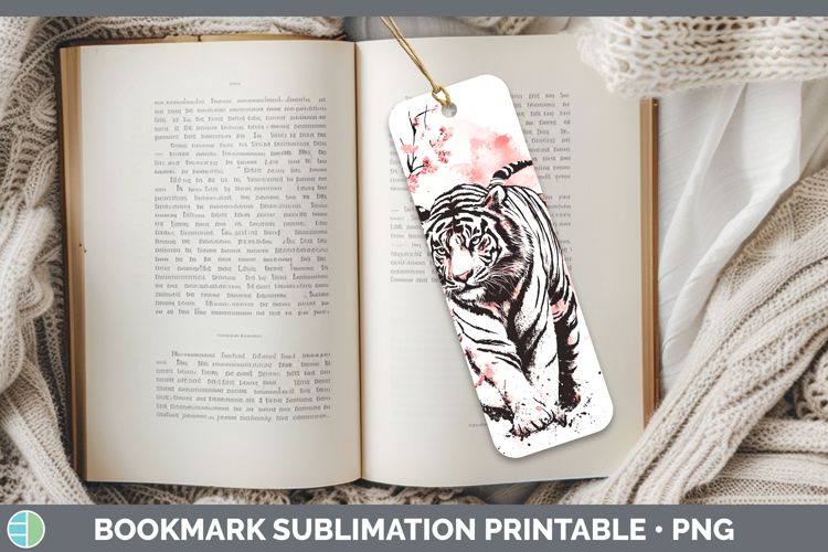 BS03 Sakura Tiger Bookmark Sublimation Printable Designs