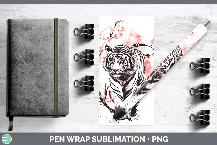 BS03 Sakura Tiger Pen Wrap Sublimation Pen Designs