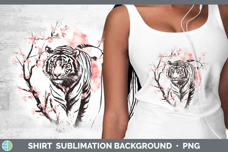 BS03 Sakura Tiger Shirt Sublimation Sublimation Background D