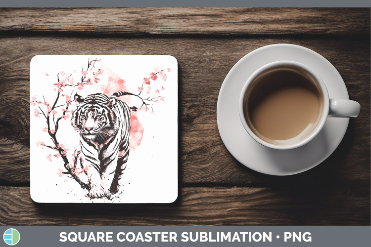 BS03 Sakura Tiger Square Coaster Sublimation Coaster Designs