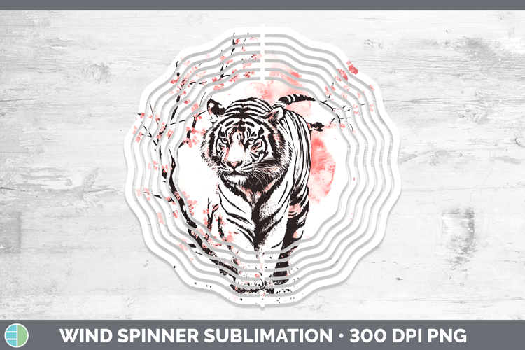 BS03 Sakura Tiger Wind Spinner Sublimation Spinner Designs