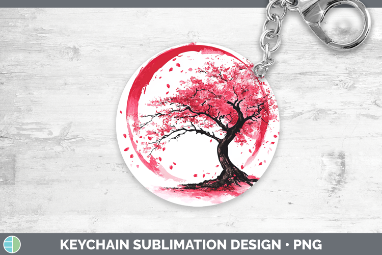 BS03 Sakura Tree of Life Keychain Sublimation Keyring Design