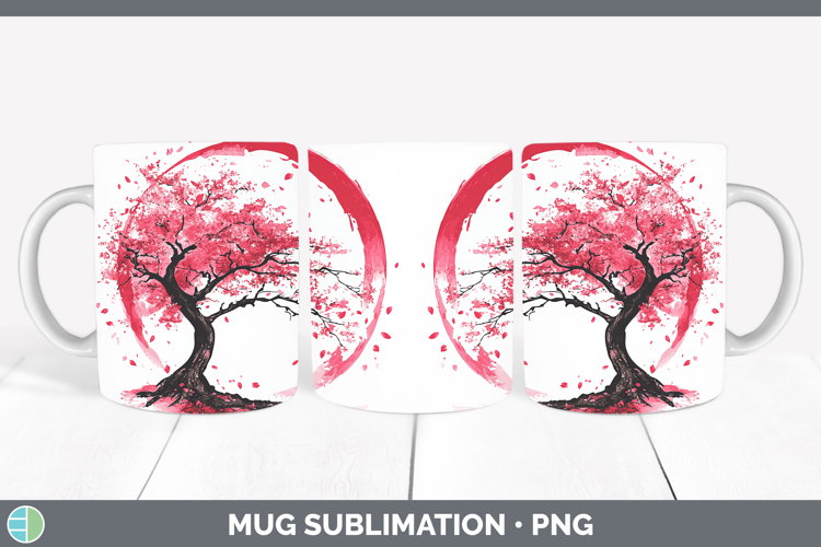 BS03 Sakura Tree of Life Mug Wrap Sublimation Coffee Cup Des