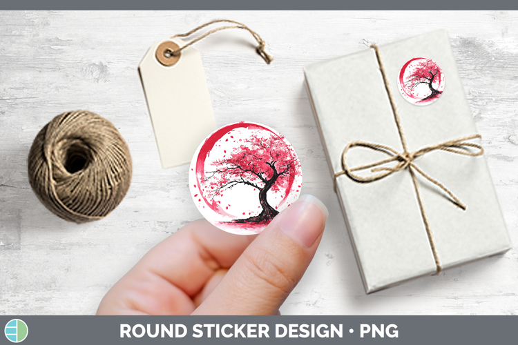 BS03 Sakura Tree of Life Stickers | Round Labels Designs