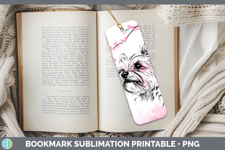 BS03 Sakura Yorkshire Terrier Bookmark Sublimation Printable
