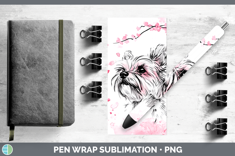 BS03 Sakura Yorkshire Terrier Pen Wrap Sublimation Pen Desig