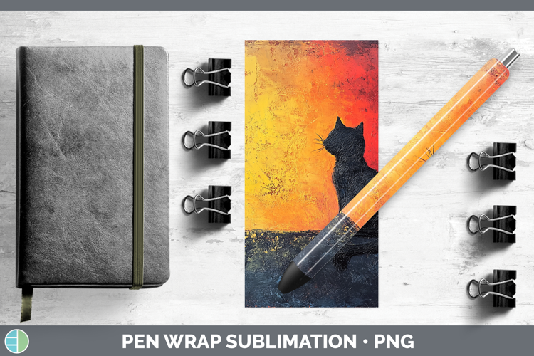 BS03 Thick Paint Black Cat Pen Wrap Sublimation Pen Designs