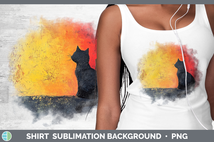 BS03 Thick Paint Black Cat Shirt Sublimation Sublimation Bac