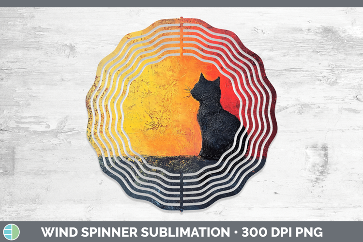 BS03 Thick Paint Black Cat Wind Spinner Sublimation Spinner