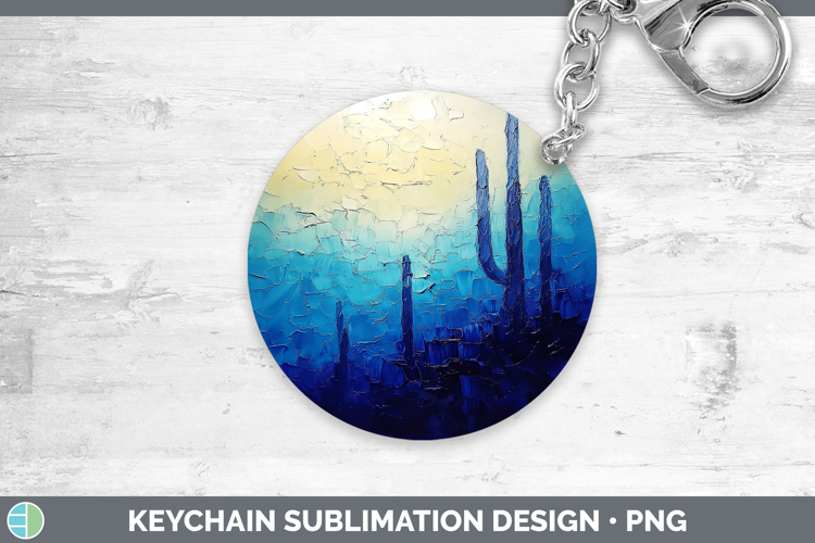 BS03 Thick Paint Cactus Keychain Sublimation Keyring Designs