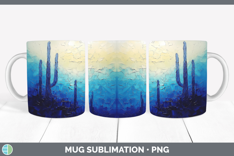 BS03 Thick Paint Cactus Mug Wrap Sublimation Coffee Cup Desi