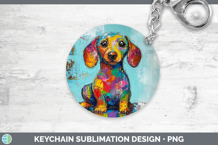 BS03 Thick Paint Dachshund Keychain Sublimation Keyring Desi