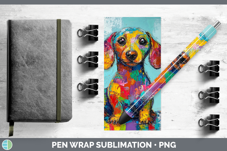 BS03 Thick Paint Dachshund Pen Wrap Sublimation Pen Designs